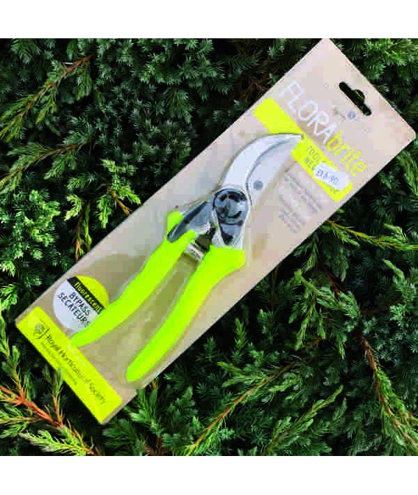 FLORAbrite Fluorescent Yellow Bypass Secateurs - RHS Endorsed