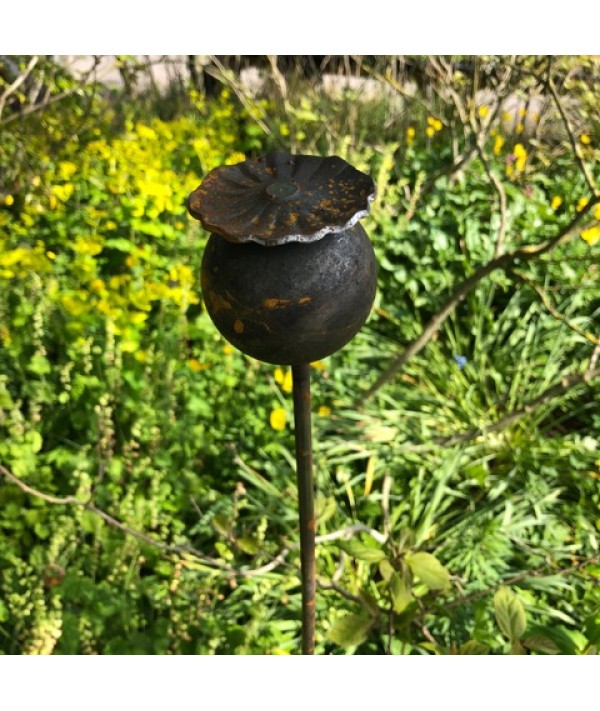 Rusty Poppy Plant Stake